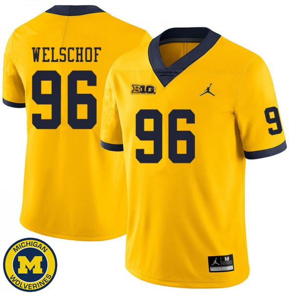 Men University of Michigan #96 Julius Welschof Yellow Alumni Jersey